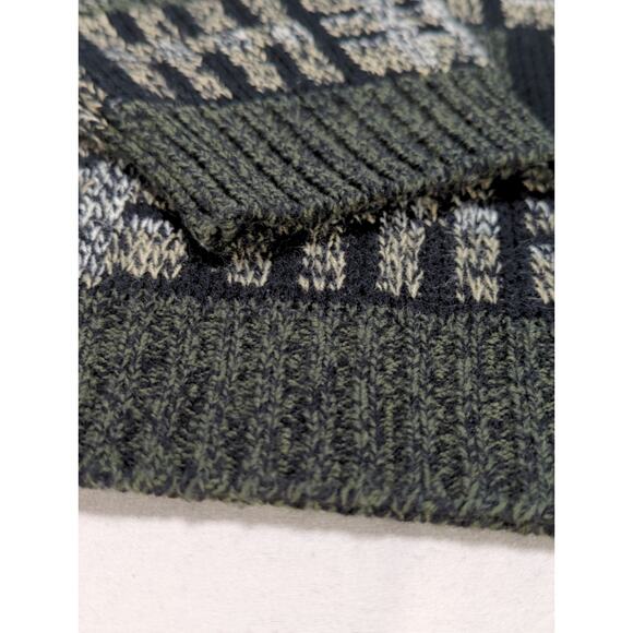 VTG Avenue 21 Sweater XL Green Gray Geometric Knit Crew Neck Long Sleeve Mens - Picture 4 of 9